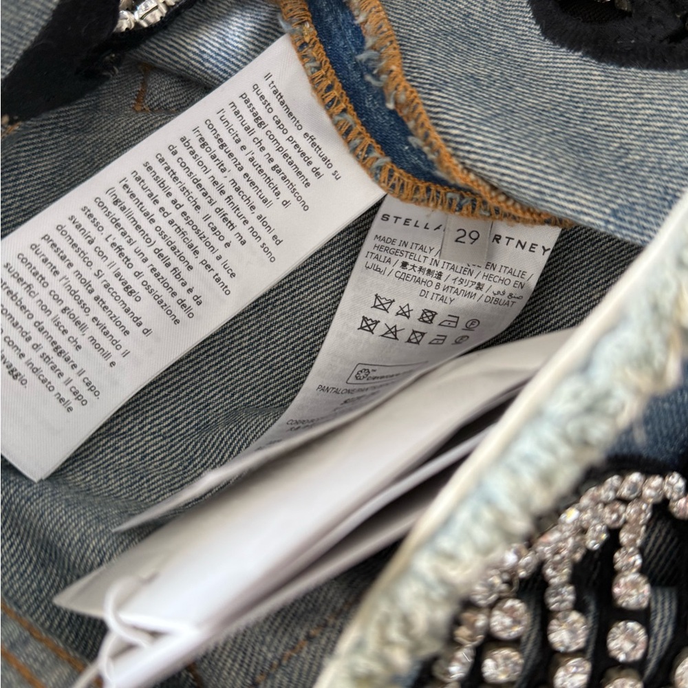 NWT Stella McCartney Diamanté Swirl Mid-Rise Wide Leg Jeans $2,600 29 - Picture 8 of 10